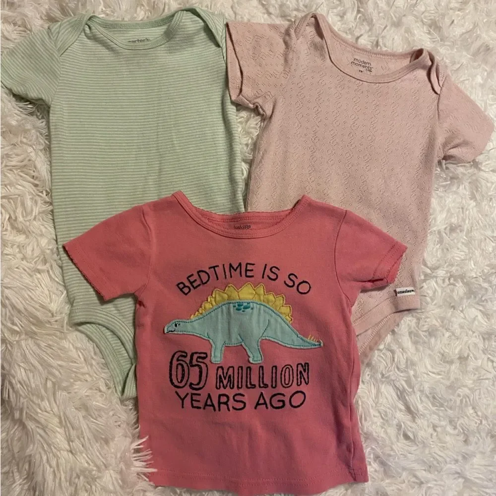 12M Baby Girl Bundle (9 Onesies, 1 Shirt)Modern Moments & Carter’s